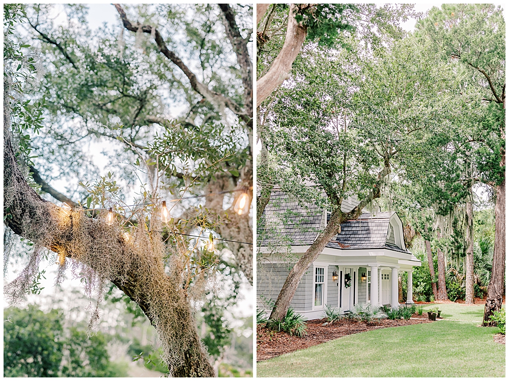 Savannah wedding venues, list of the best venues from a SAV wedding photographer who shoots light and airy style wedding photos | side by side images of Spanish moss at a Savannah wedding venue