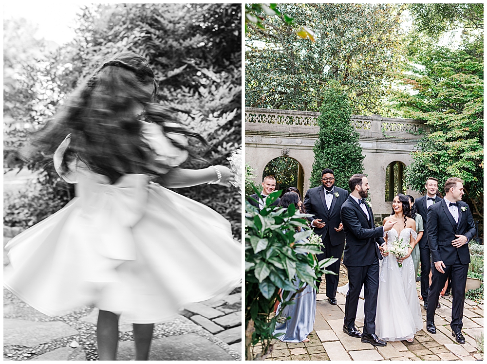 Must-have wedding photos | Atlanta wedding photographer | fun and candid wedding party photos with the full bridal party and flower girl