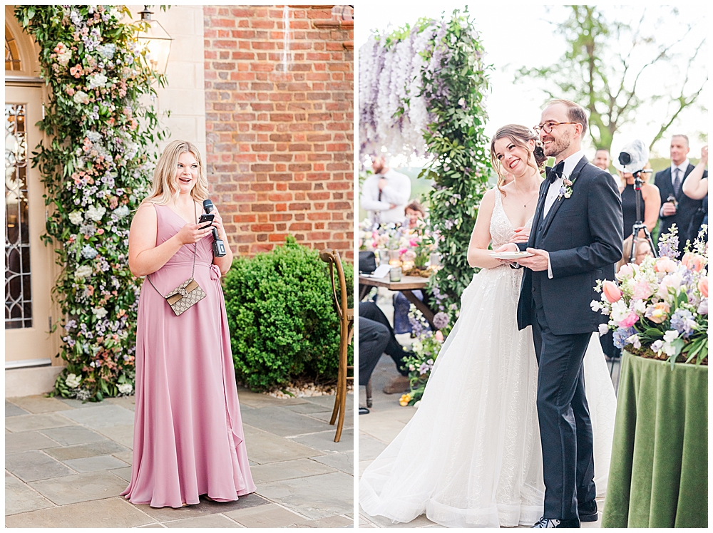 Must-have wedding photos | Atlanta wedding photographer | photo of a maid of honor giving a heartfelt toast to the bride and groom