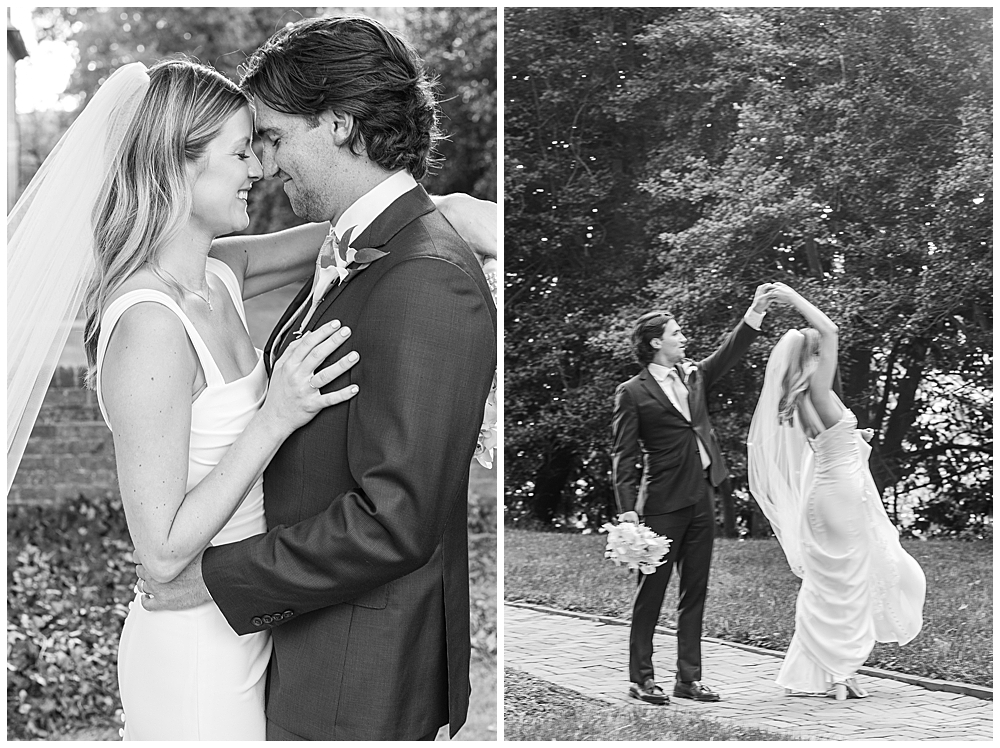 What is a fine art wedding photographer? | Atlanta fine art wedding photographer serving Georgia and beyond | Side by side photo of a bride and groom posing for newlywed portraits
